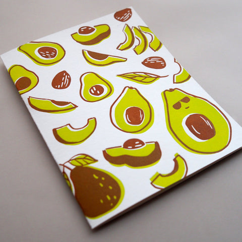 avocado letterpress greeting card