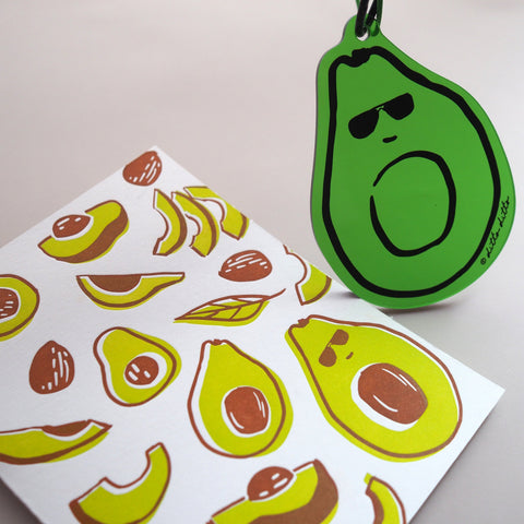 avocado letterpress greeting card