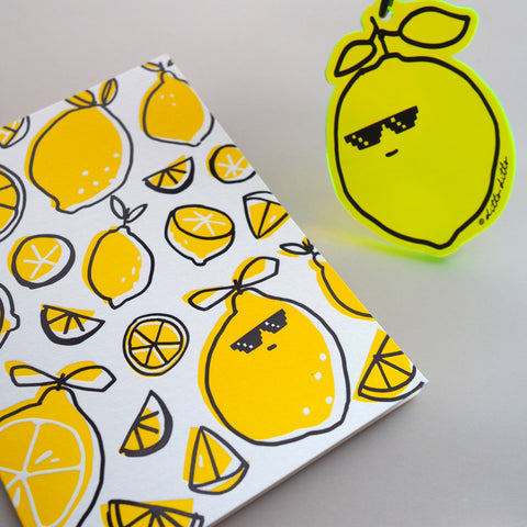 lemon letterpress greeting card