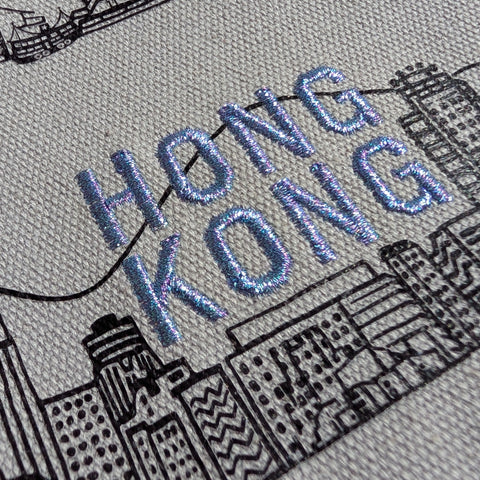 hk embroidered tote bag